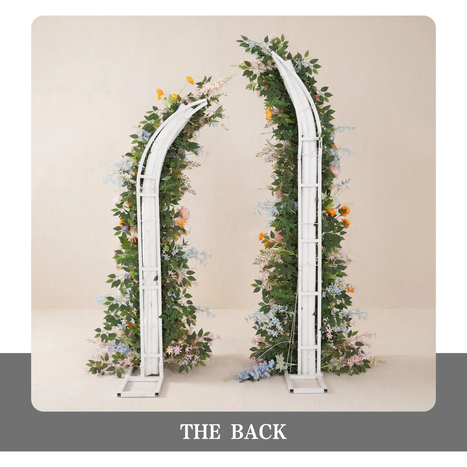 Uflower Pink Orange Greenery Floral Horn Arch Wedding Party Backdrop Decor SET80234