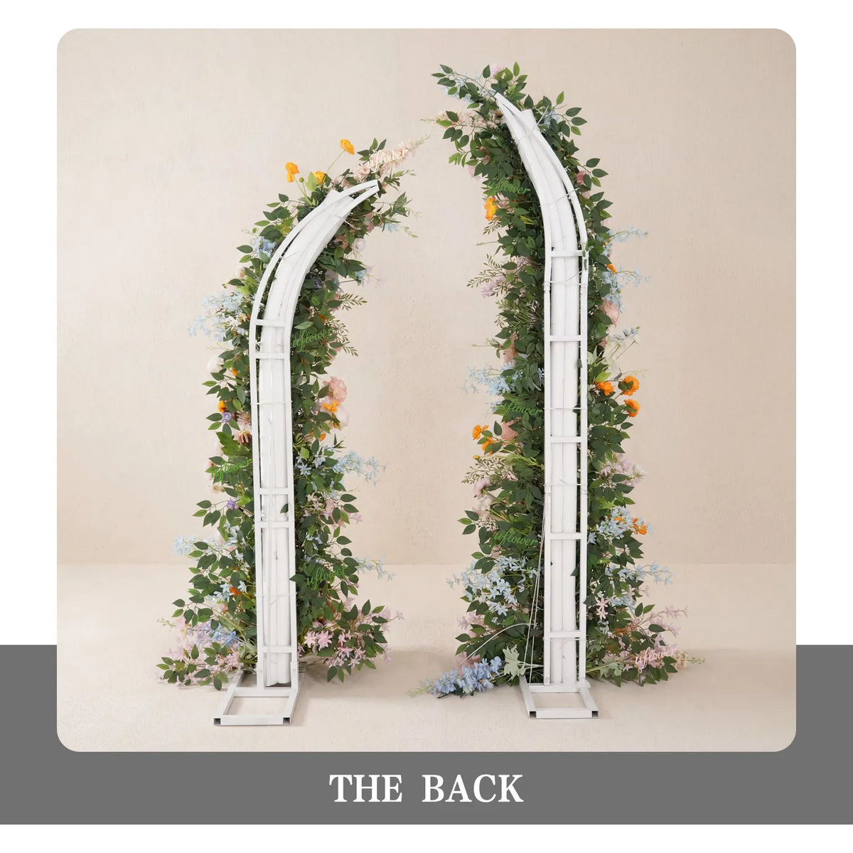 Uflower Pink Orange Greenery Floral Horn Arch Wedding Party Backdrop Decor SET80234