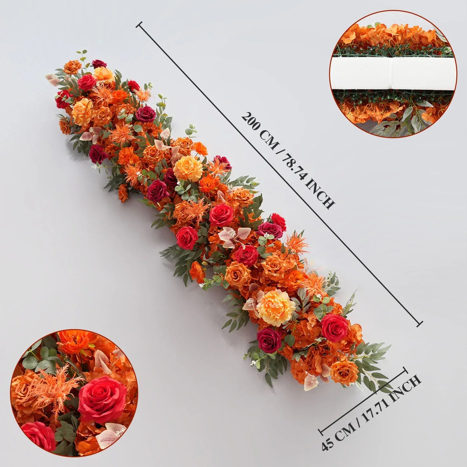 Uflower Orange Red Rose Floral Square Arch Wedding Party Ceremony Backdrop Decor SET80194 - Uflower
