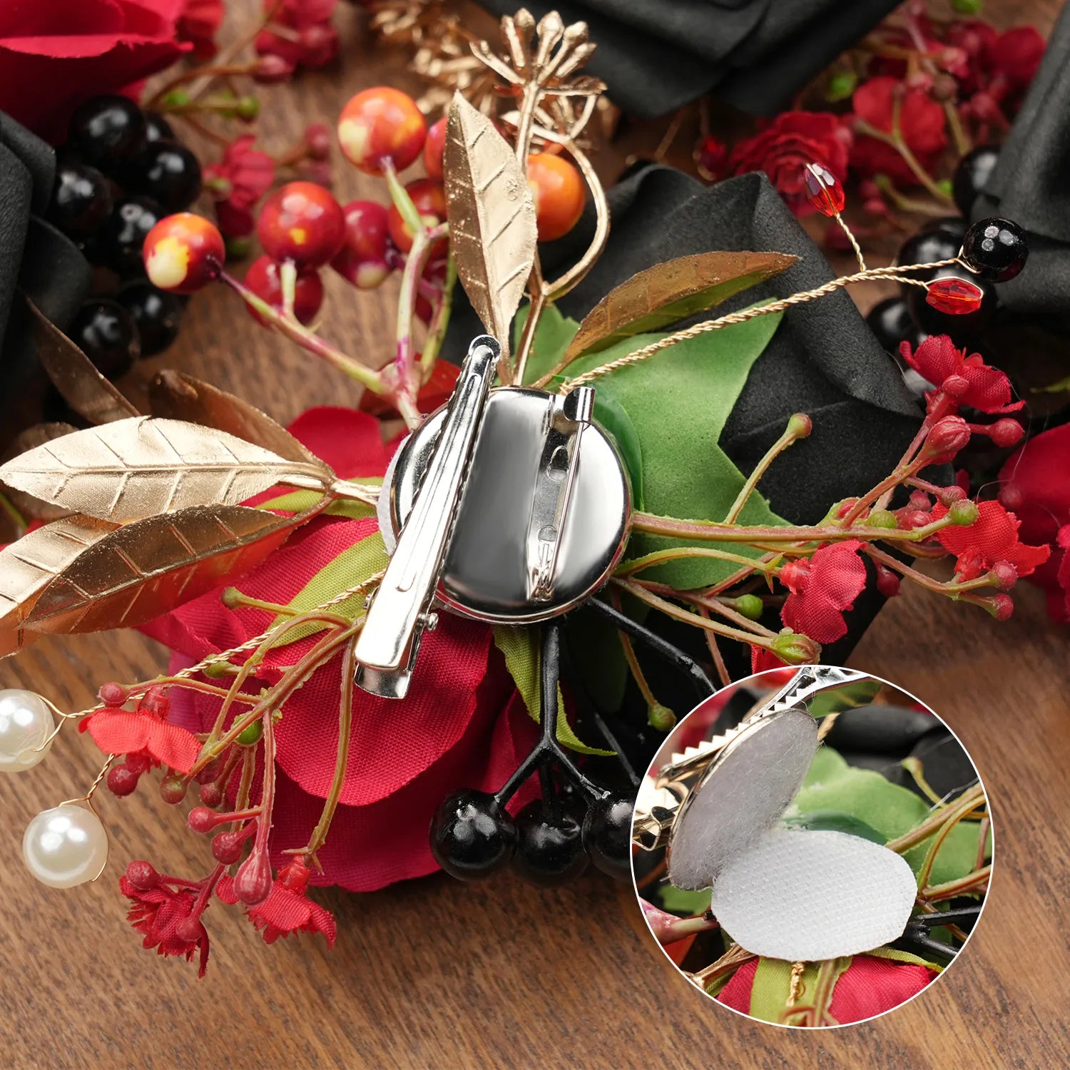 Uflower Black & Red Boutonnieres for Weddings & Events MG80011-03*6