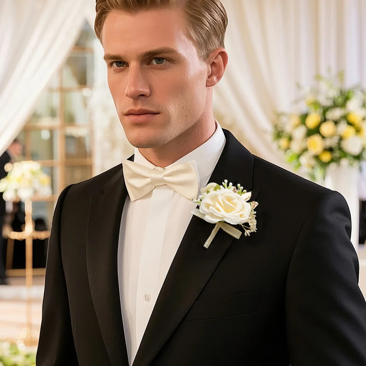 Uflower Boutonnieres in Champagne MG80010-03*6
