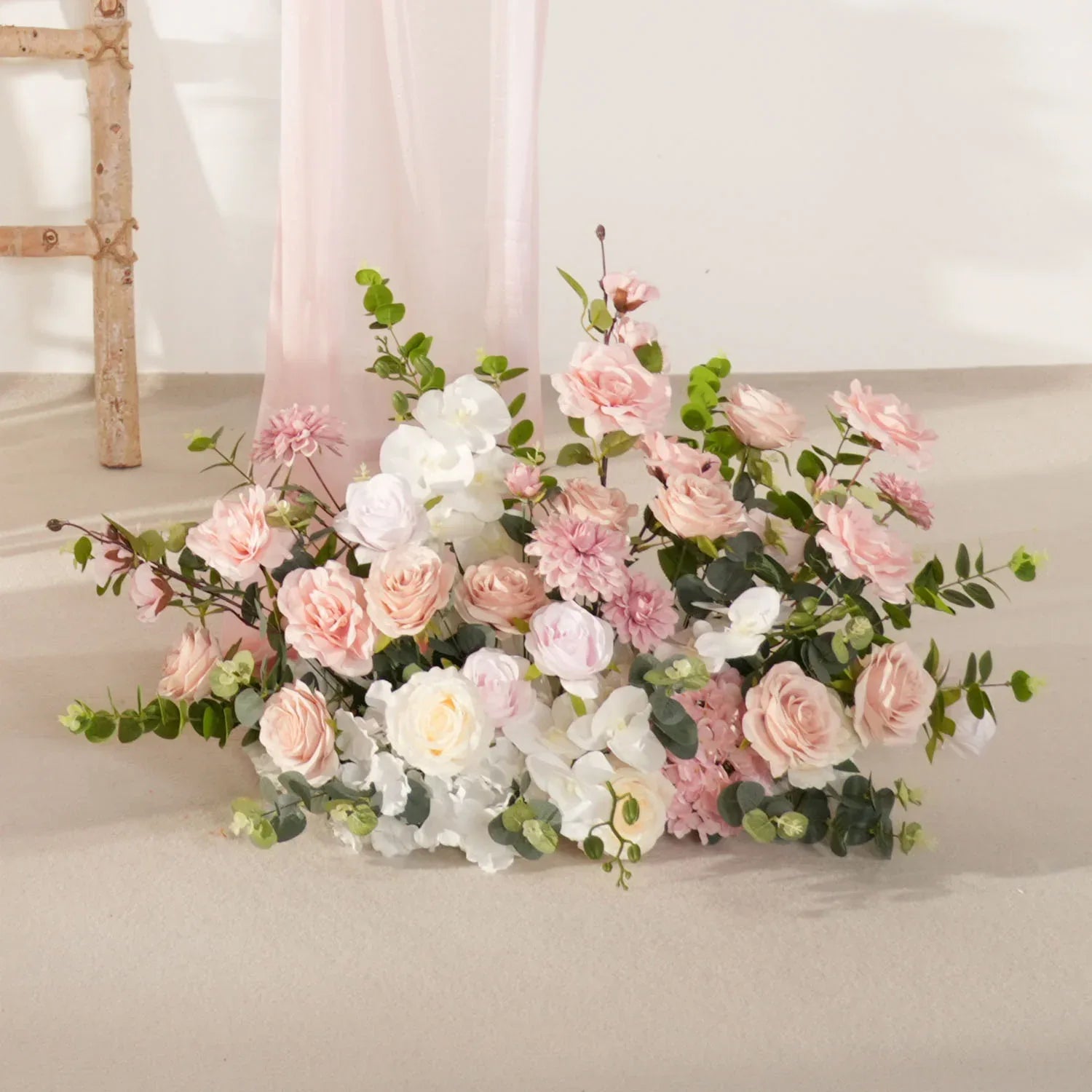 Uflower Wedding Backdrop Pink Rose Green Leaf Floral Arrangement SET80128 - Uflower