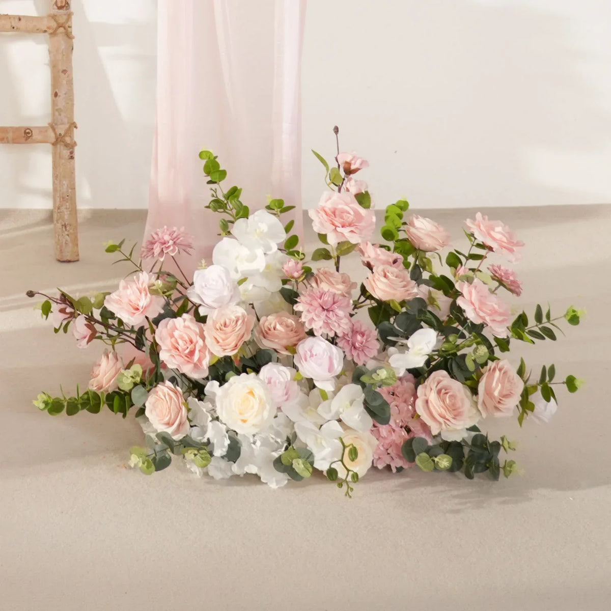Uflower Wedding Backdrop Pink Rose Green Leaf Floral Arrangement SET80128 - Uflower