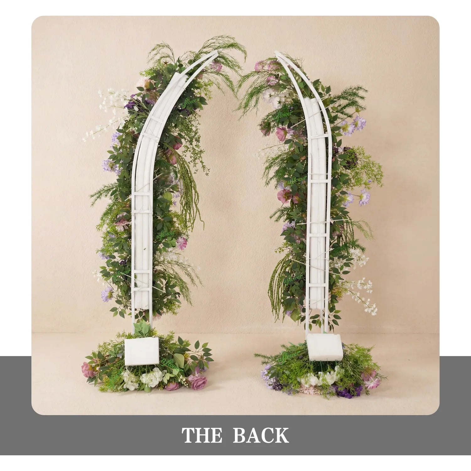 Uflower Purple Floral Greenery Arrangement Horn Arch Wedding Backdrop Props SET80227