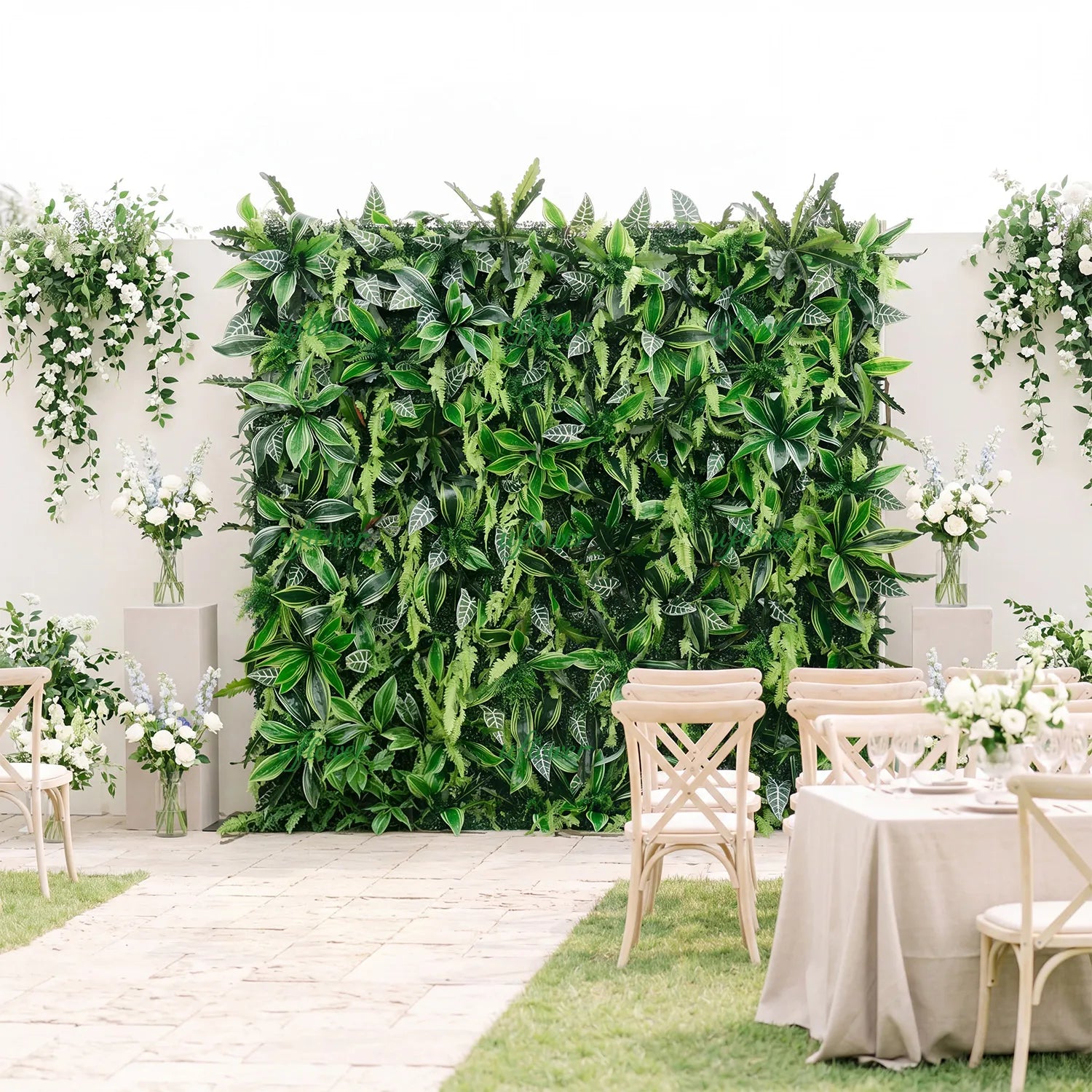 Uflower Green Brazilian Leaf Wall for Wedding Event Decor SET80255-01