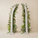 Uflower Pink White Greenery Horn Arch Wedding Backdrop Party Event Decor Props SET80252-01