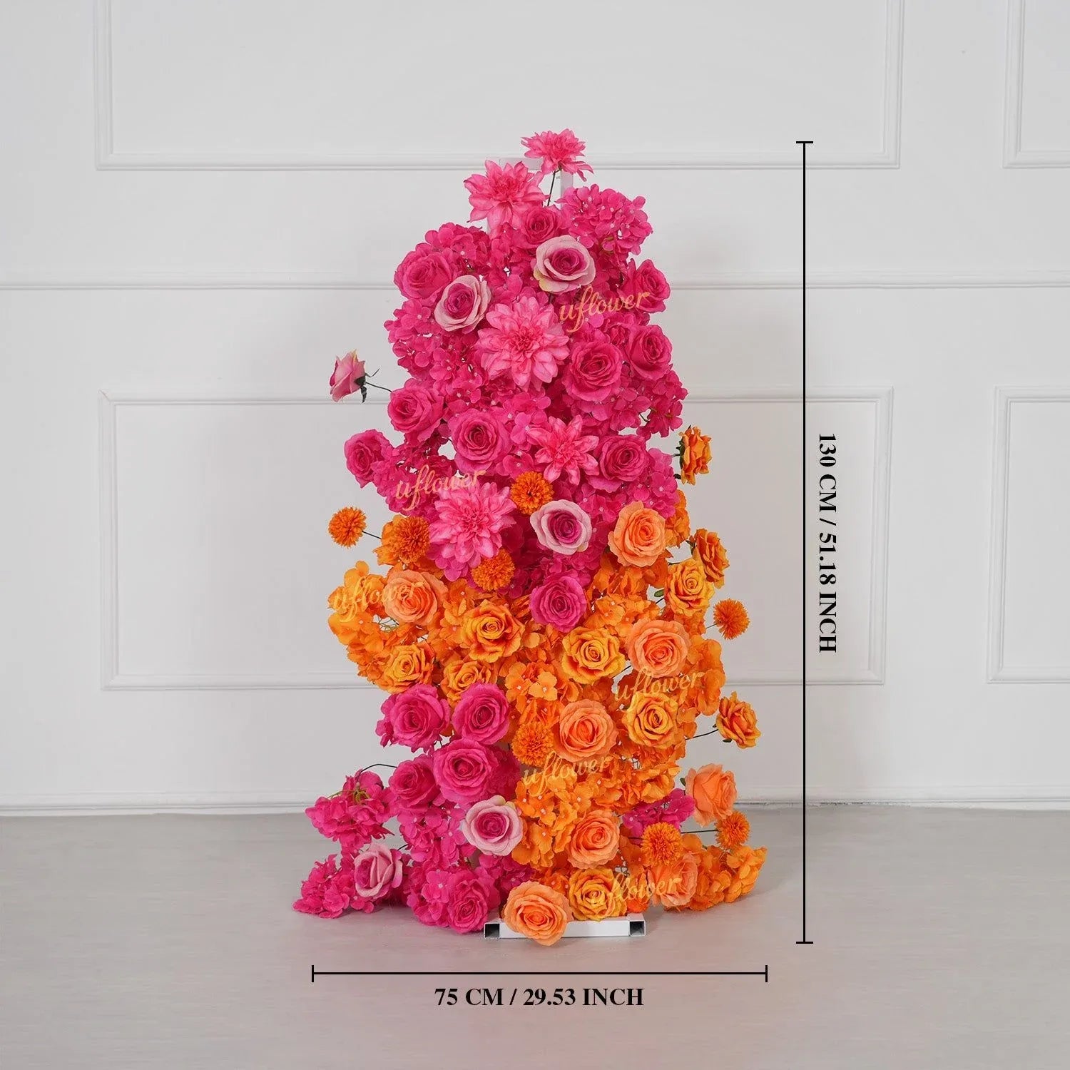 Uflower Rose Red Orange Flower Wedding Backdrop Arch Floral Arrangement SET80202 - Uflower