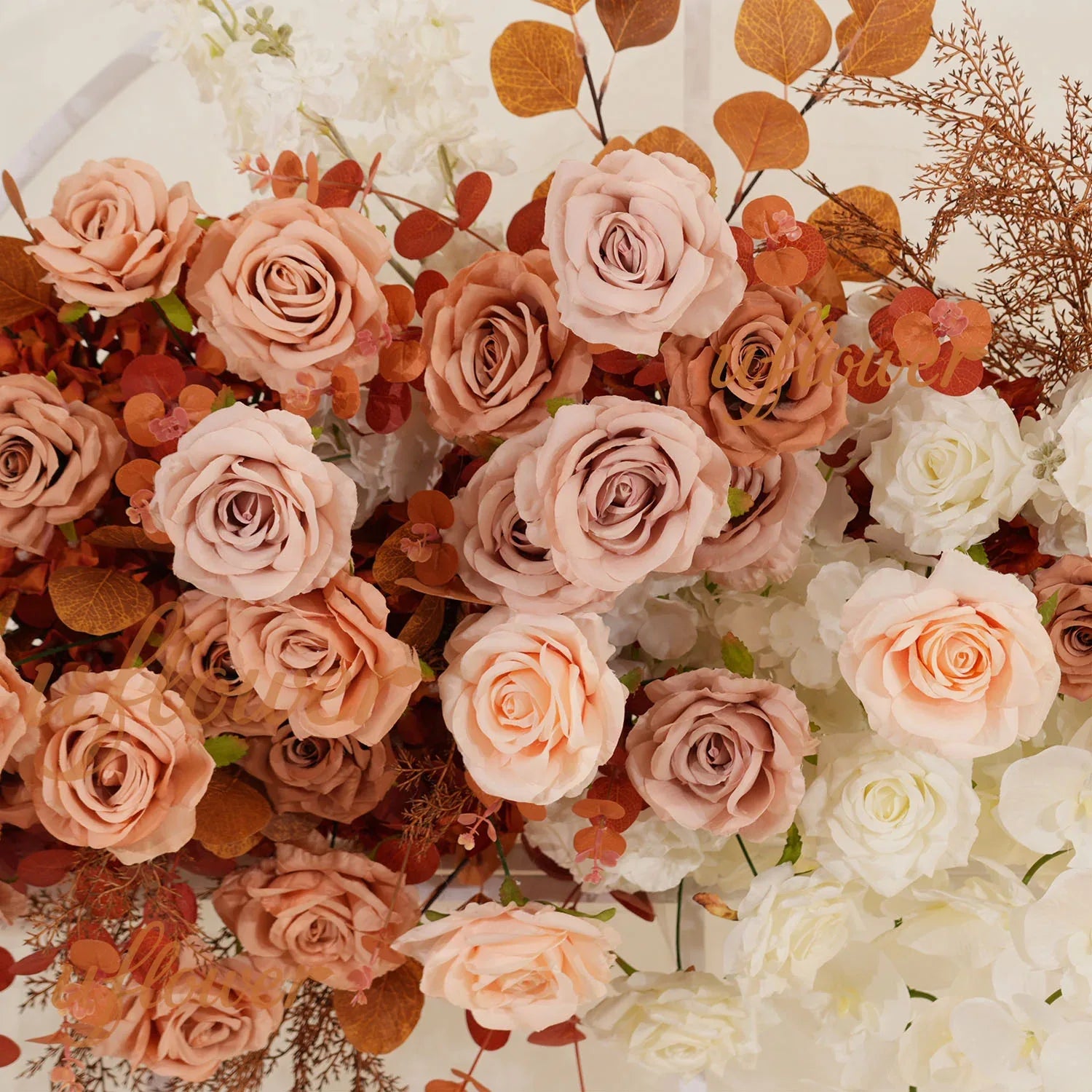 Uflower Coffee Fall Rose Hang Flower Floor Floral Wedding Party Event Props SET80154 - Uflower