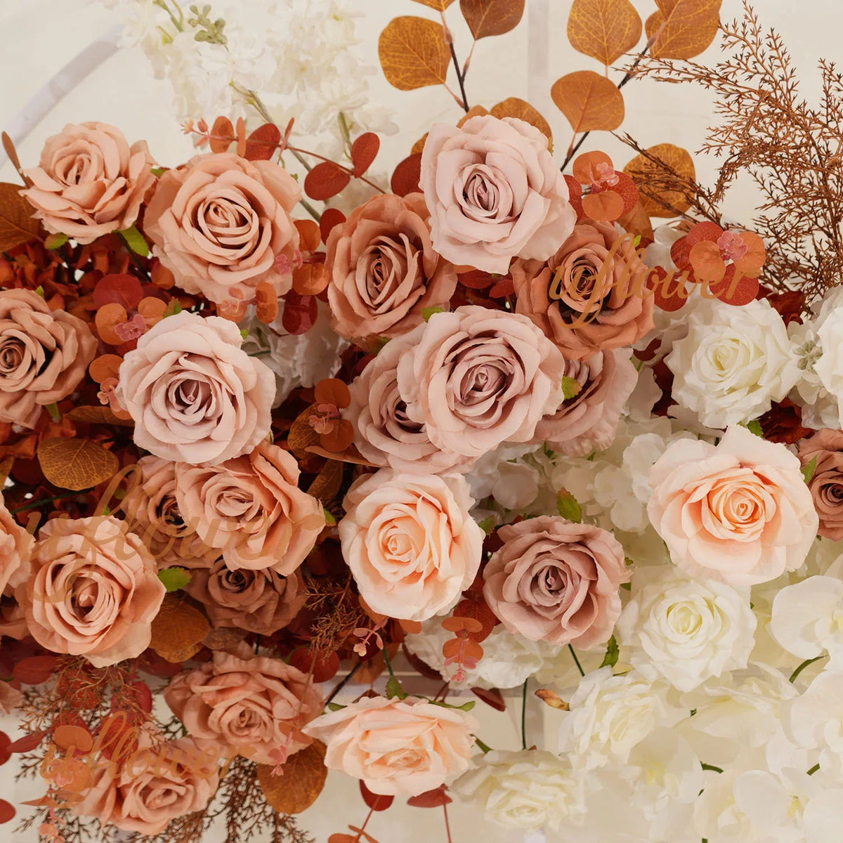 Uflower Coffee Fall Rose Hang Flower Floor Floral Wedding Party Event Props SET80154 - Uflower
