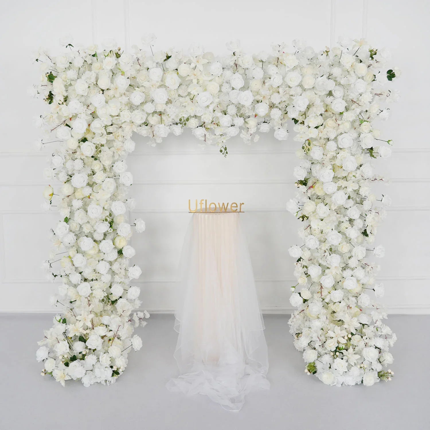 White Rose Flower Row Wedding Background Frame Arch SET80079 - Uflower