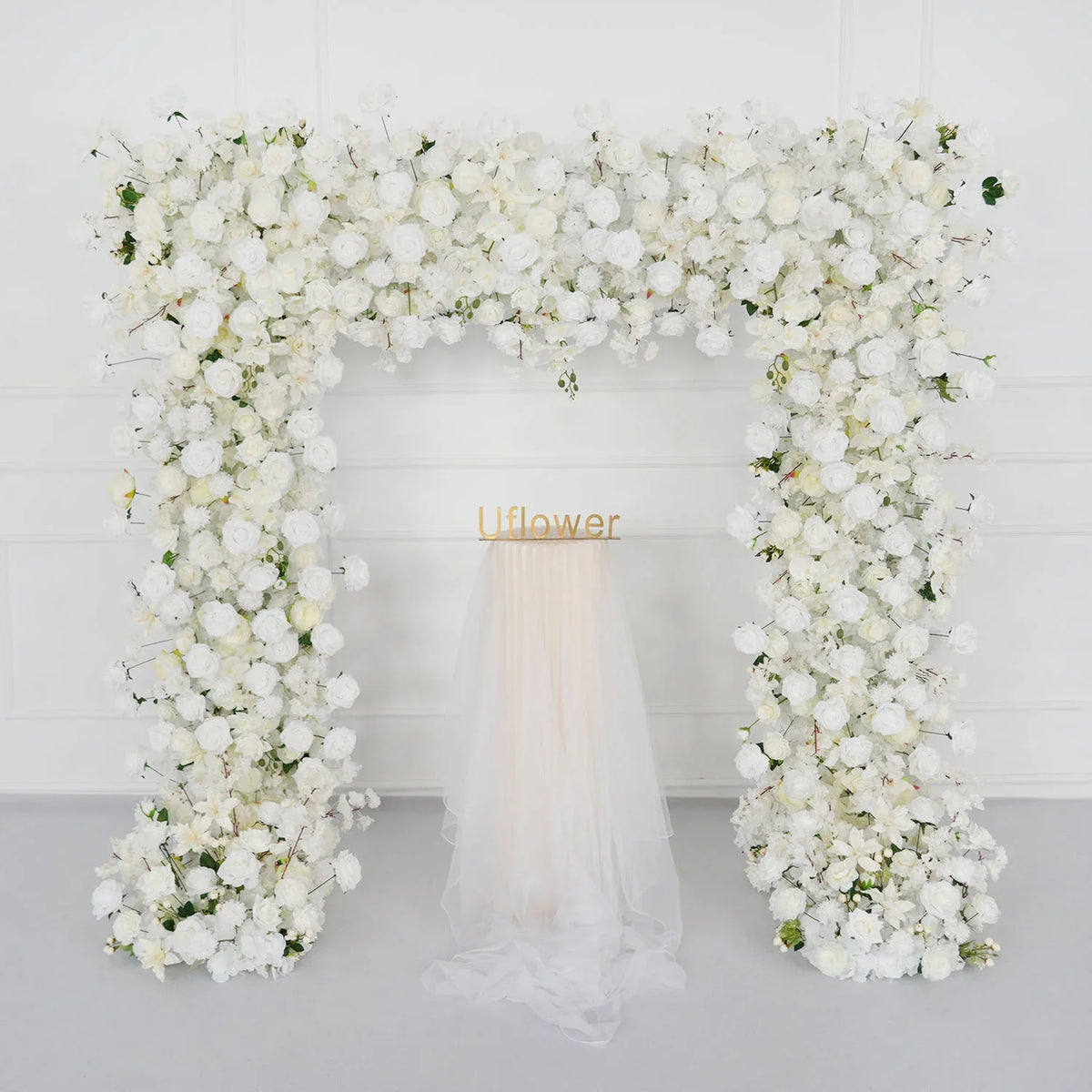 White Rose Flower Row Wedding Background Frame Arch SET80079 - Uflower