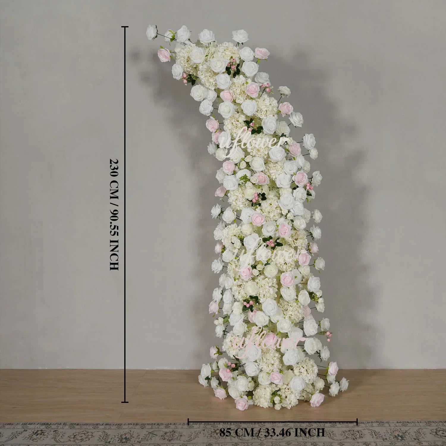 Uflower Pink White Rose Floral Horn Arch Wedding Party Backdrop Decor SET80143 - Uflower