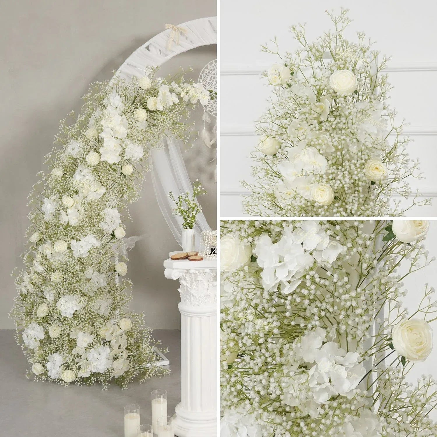 Uflower White Baby's Breath Horn Arch Wedding Party Backdrop Decor SET80211 - Uflower