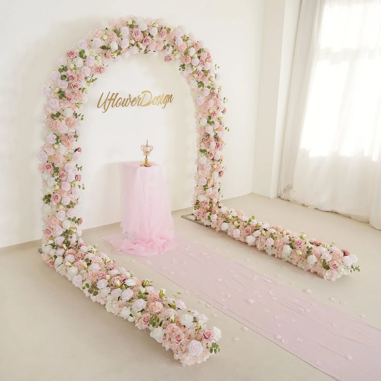 Uflower Pink Series Wedding Backdrop Arch Decor Floral Arrangement SET80097 - Uflower