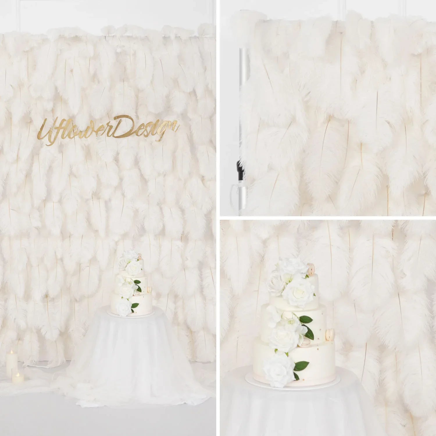 Uflower Artificial White 5D Flower Wall Wedding Backdrop Deco Birthday Party SET80104 - Uflower