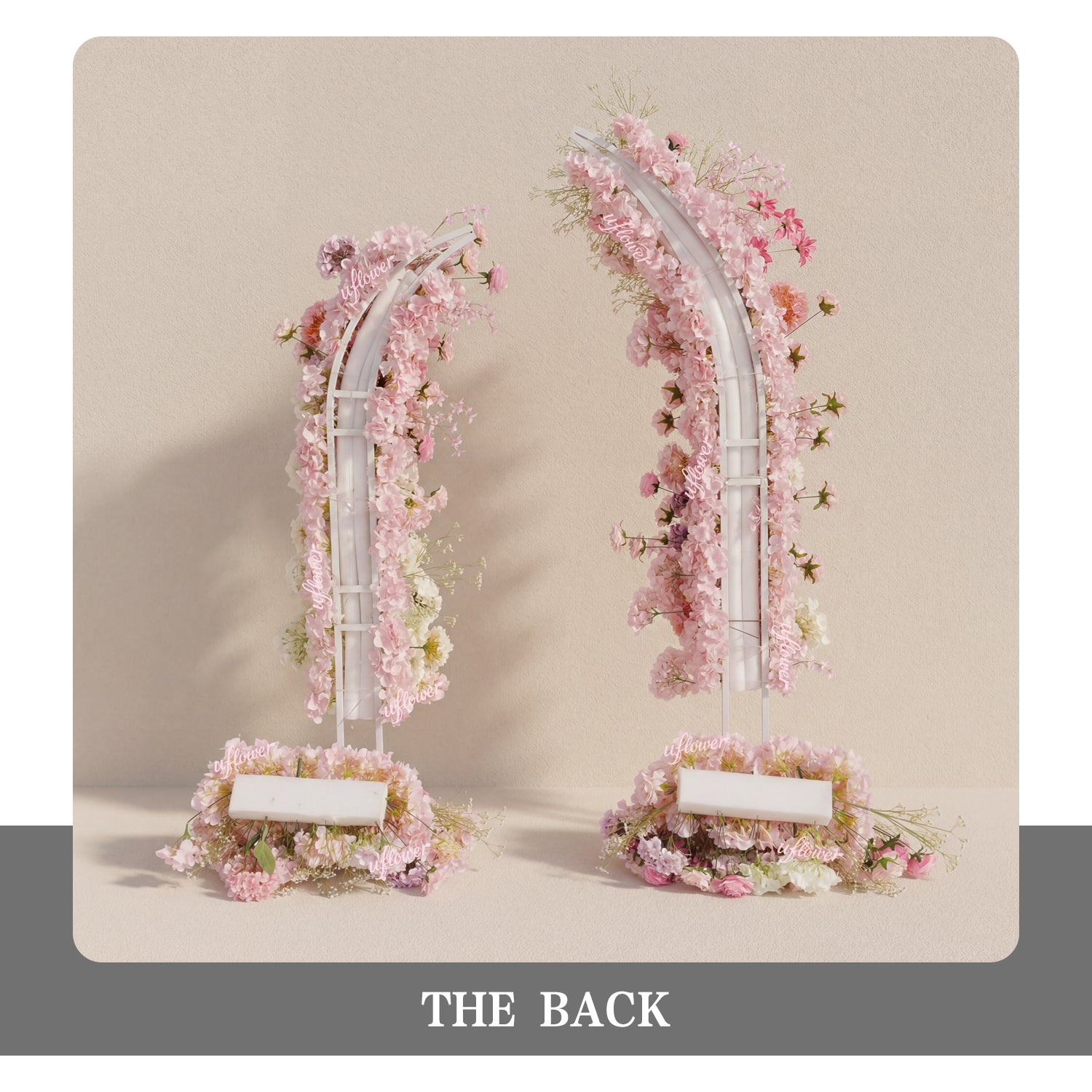Uflower Pink White Floral Horn Arch Wedding Party Backdrop Decor SET80238