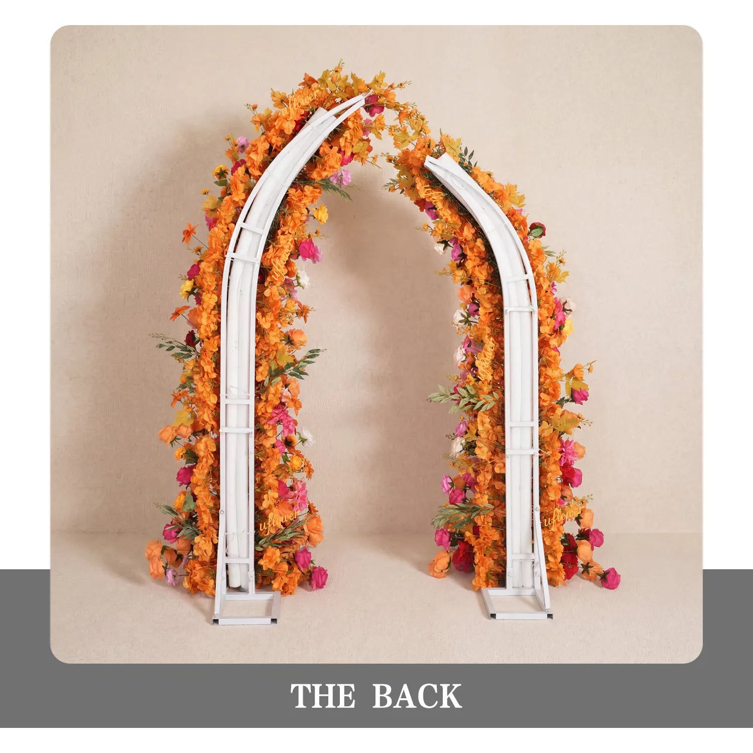 Uflower Orange-Rose Horn Arch Wedding Backdrop Party Event Decor Props SET80235