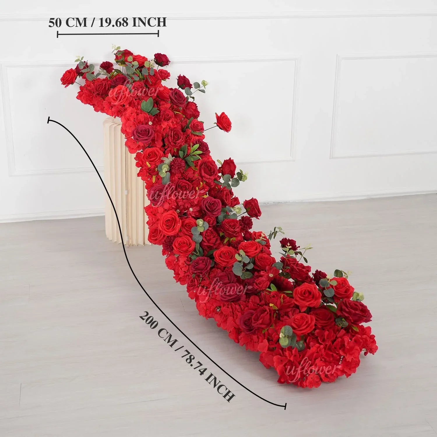 Uflower Red Rose Greenery Floral Door Arch Wedding Party Backdrop Decoration SET80174 - Uflower