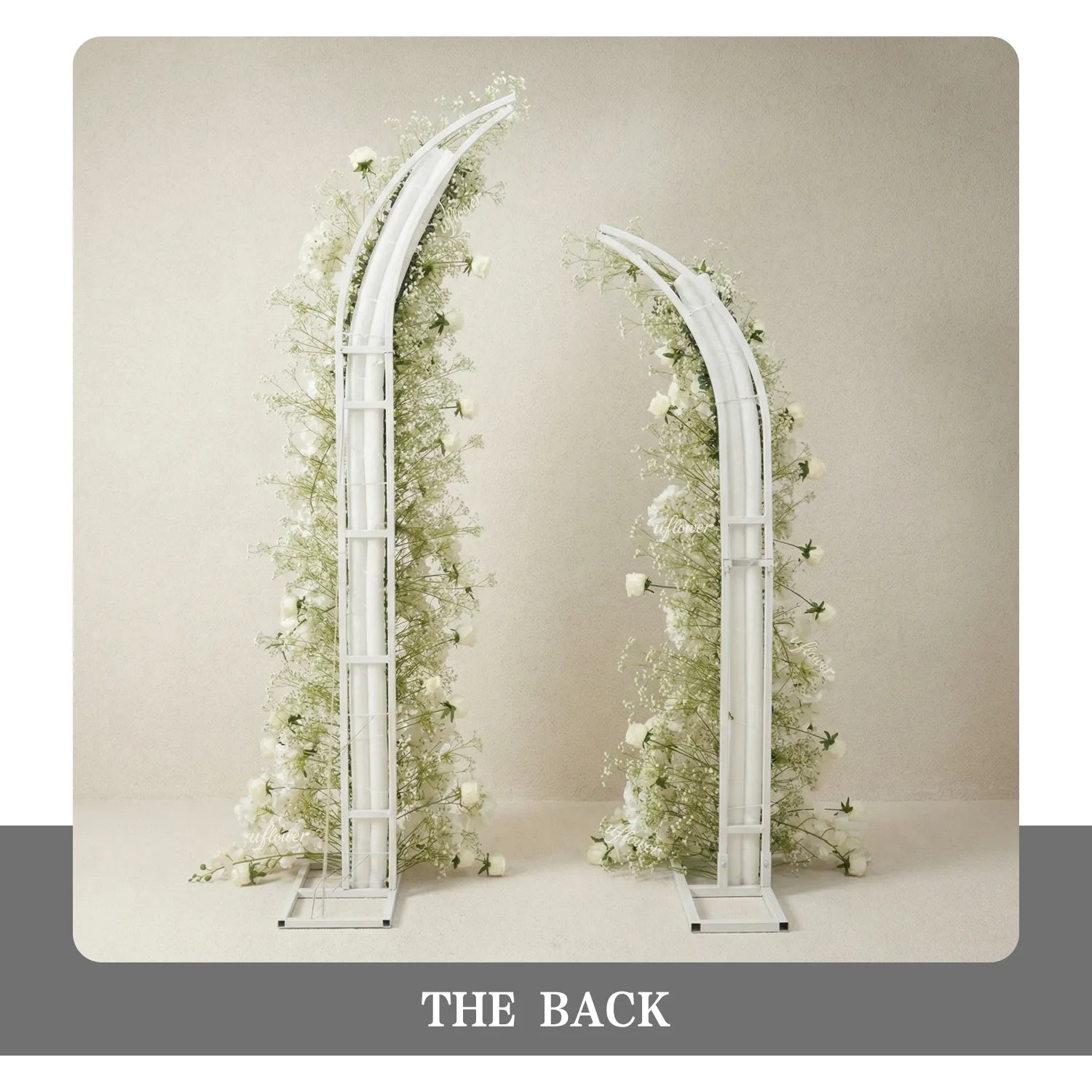 Uflower Baby's Breath White Floral Horn Arch Wedding Party Backdrop Decor SET80231