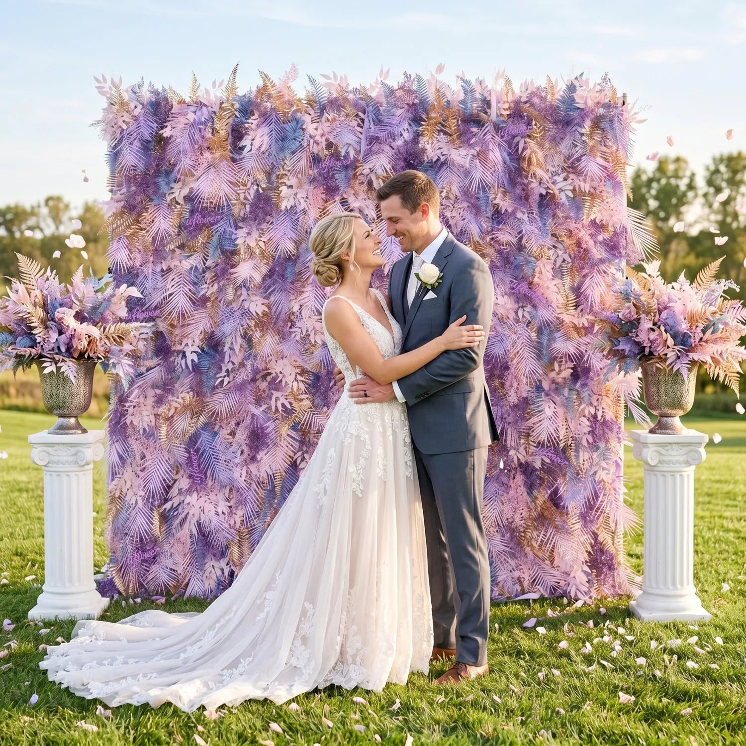 Uflower Pink Purple Flower Wall Wedding Party Decoration & Event Backdrop SET80254-01