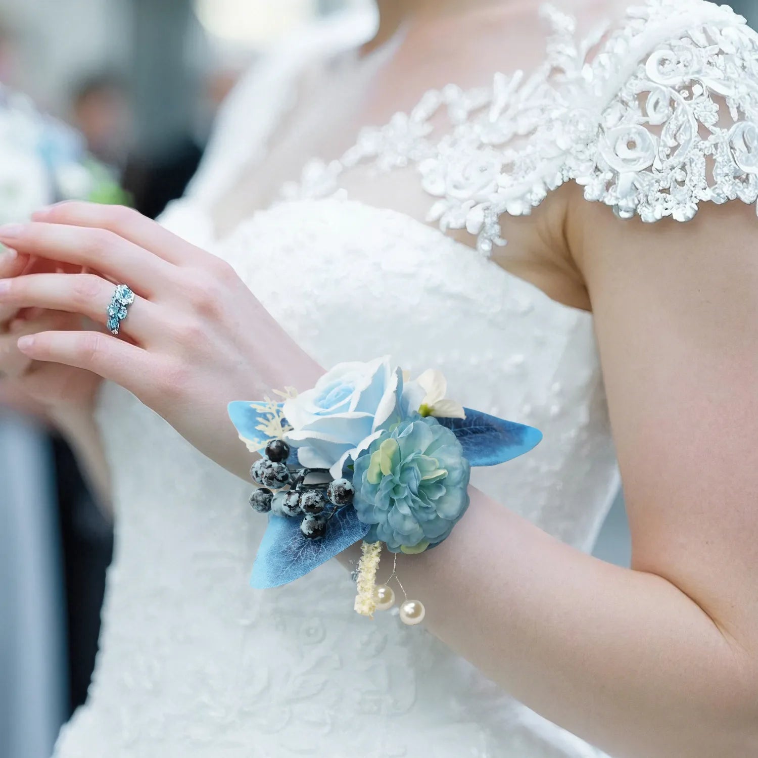Uflower Wrist Corsages in Dusty Blue MG80007-04*6