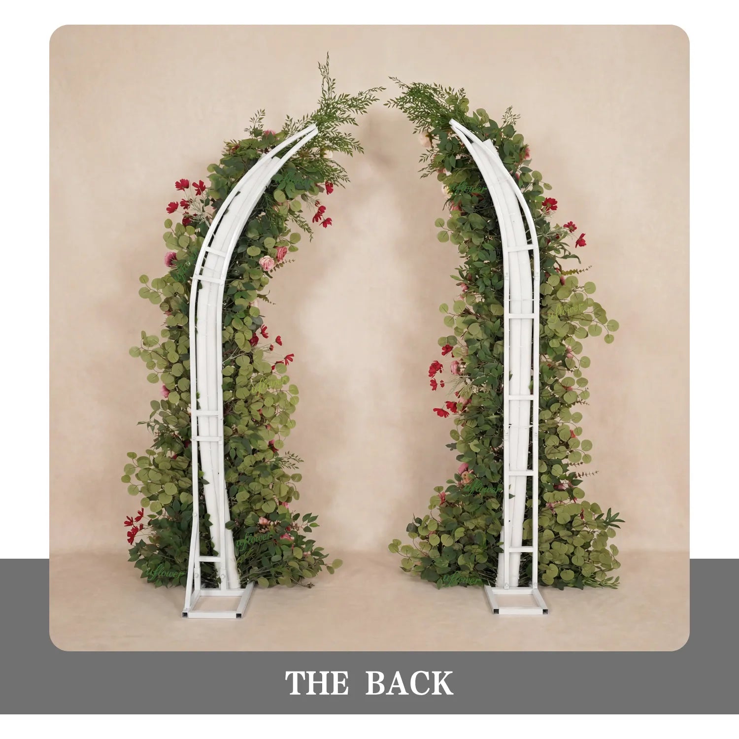 Uflower Pink Red Rose Floral Horn Arch Wedding Party Backdrop Decor SET80229
