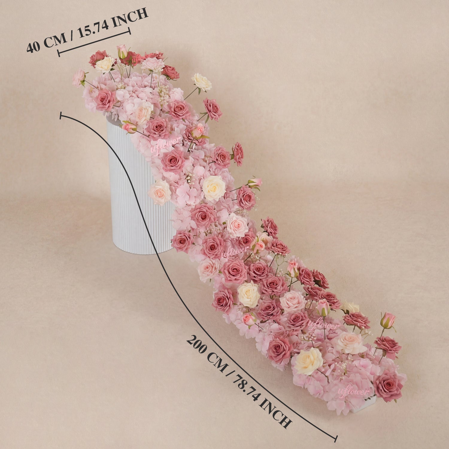 Uflower Pink Rose Floral Square Arch Wedding Party Backdrop Decoration SET80236