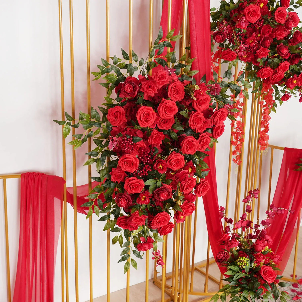 Uflower Artificial Red Wedding KT Backdrop Flower Decor SET80059 - Uflower