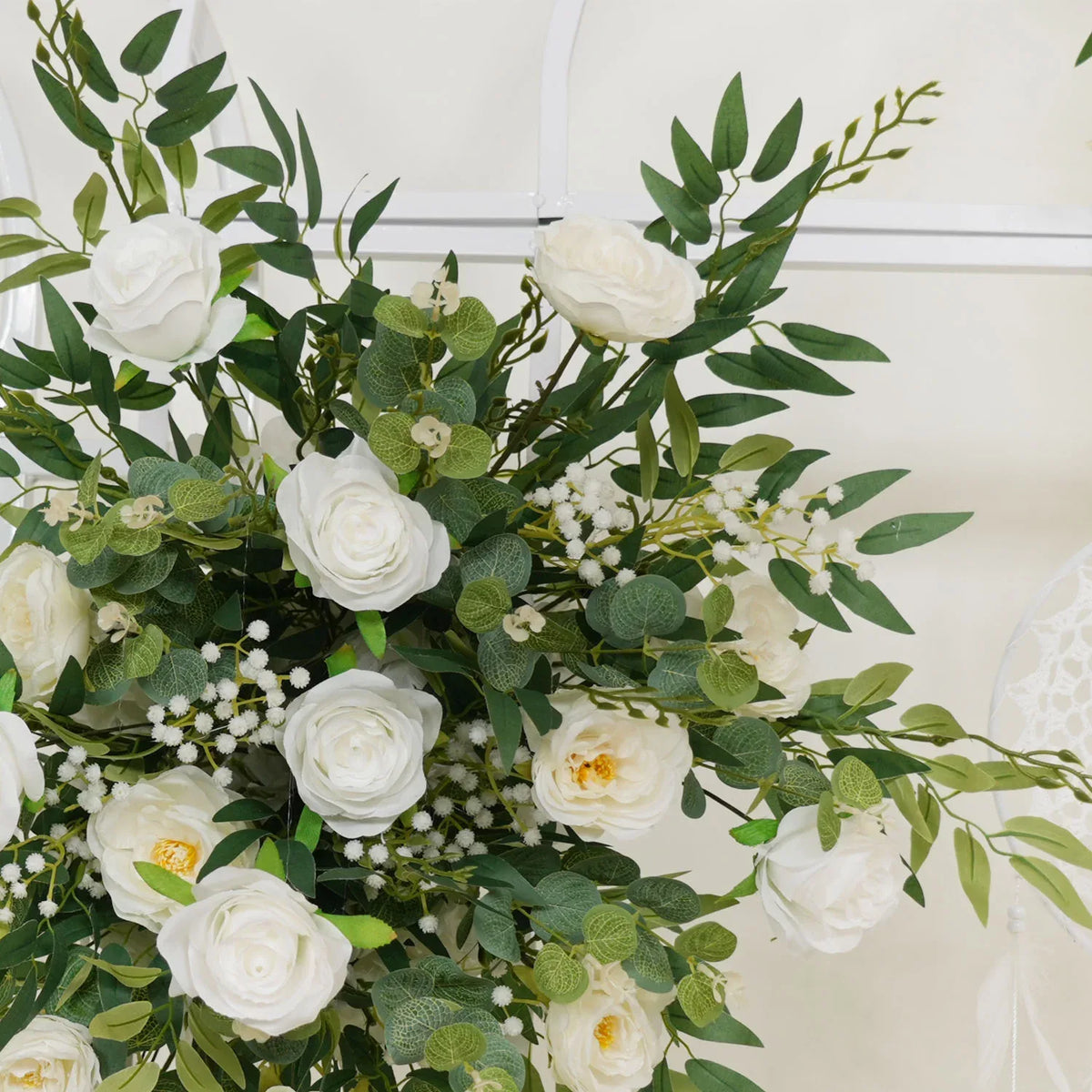 Uflower Artificial White Green Wedding KT Backdrop Flower Row Decor SET80066 - Uflower