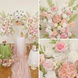 Uflower White Pink Floral Arrangement Wedding Party Arch Backdrop Decor SET80216