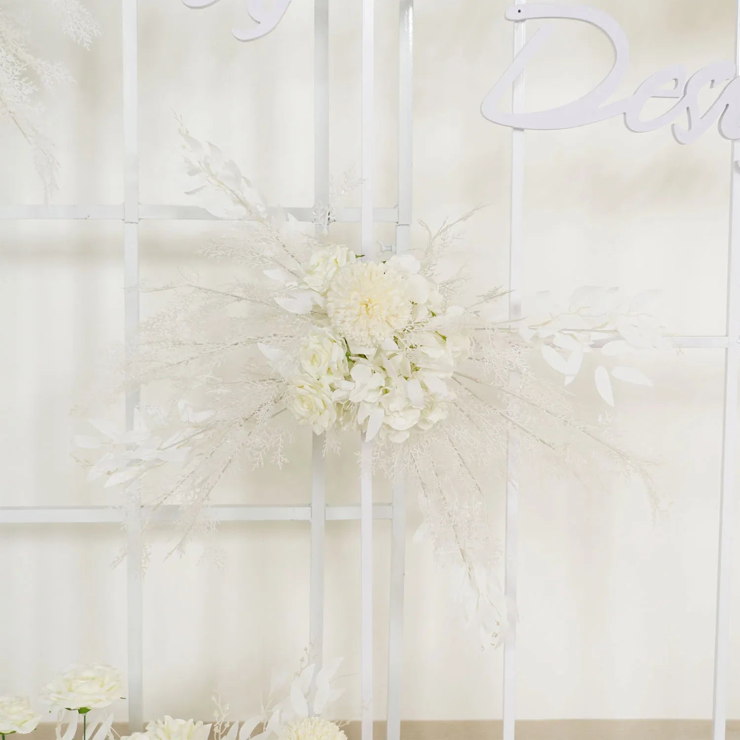 Uflower Artificial White Wedding KT Backdrop Flower Row Decor SET80061 - Uflower