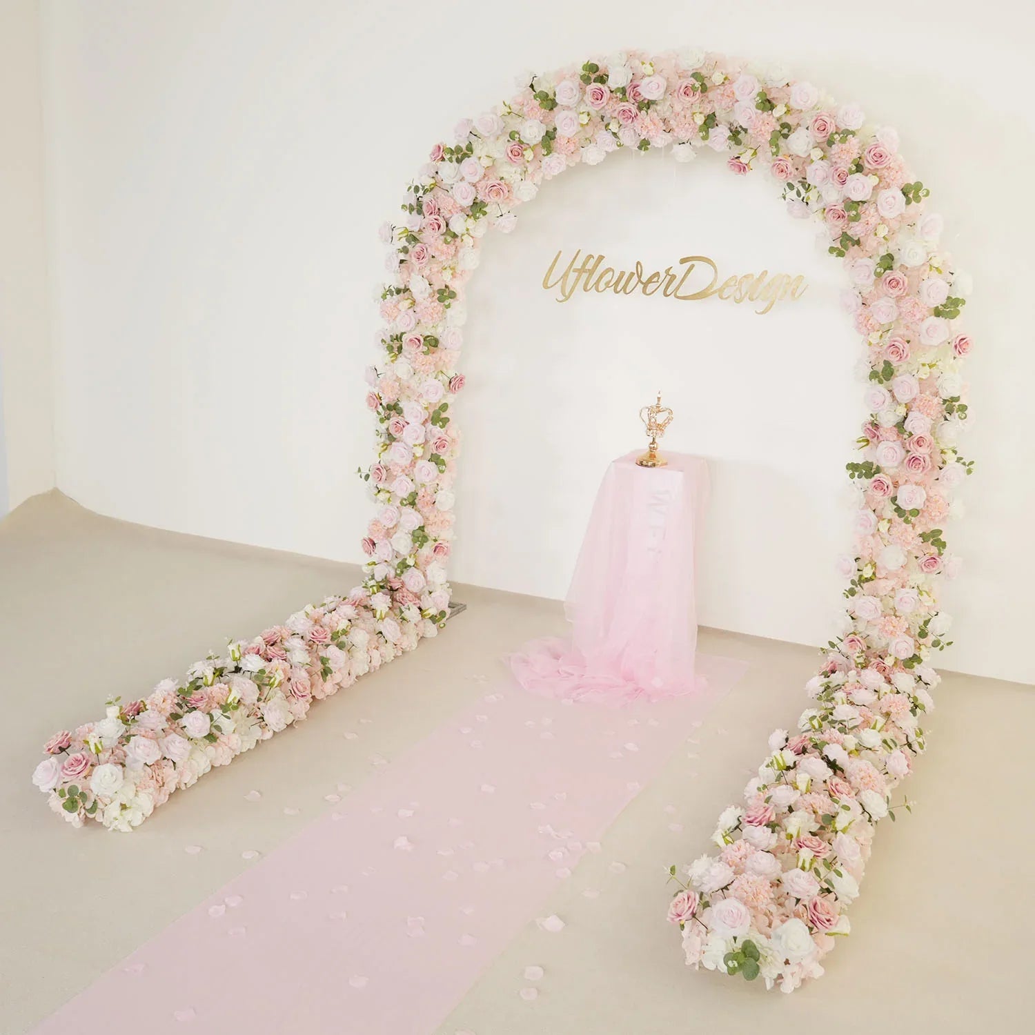 Uflower Pink Series Wedding Backdrop Arch Decor Floral Arrangement SET80097 - Uflower