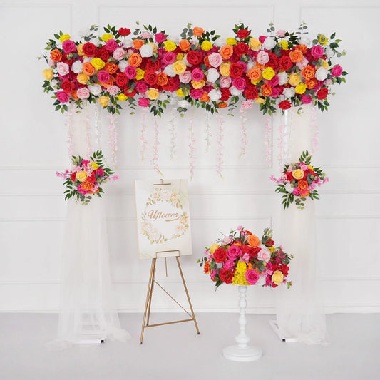 Uflower Colorful Artificial Wedding KT Backdrop Flower Row Decor SET80115 - Uflower