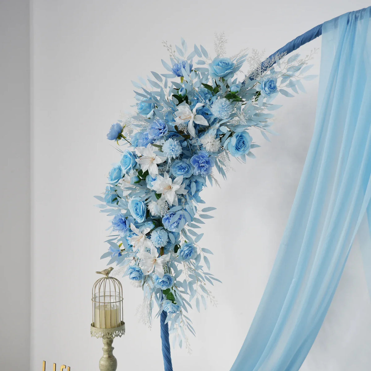Artificial Blue Wedding KT Backdrop Flower Row Decor SET80074 - Uflower