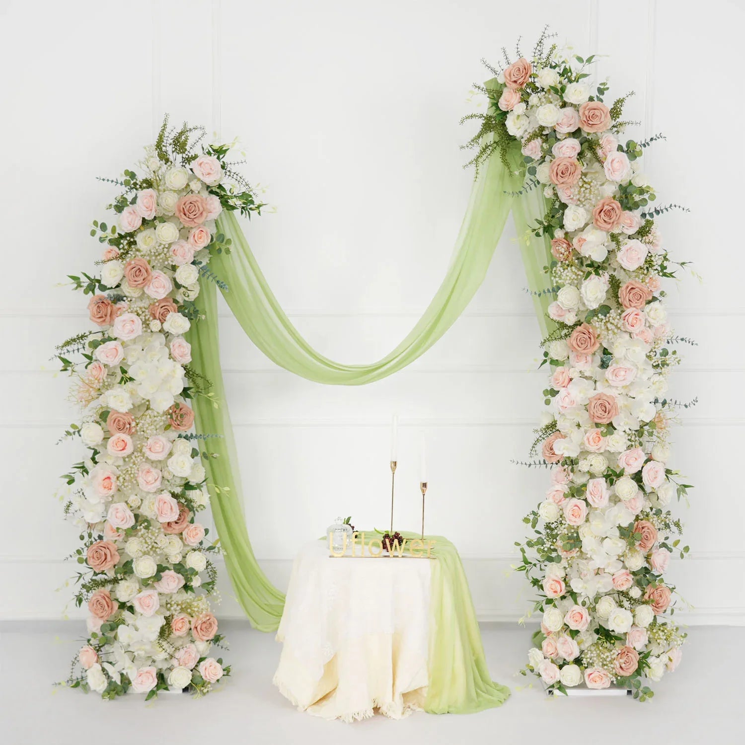 Uflower White 5D Horn Arch Flower Wedding Decor SET80060 - Uflower