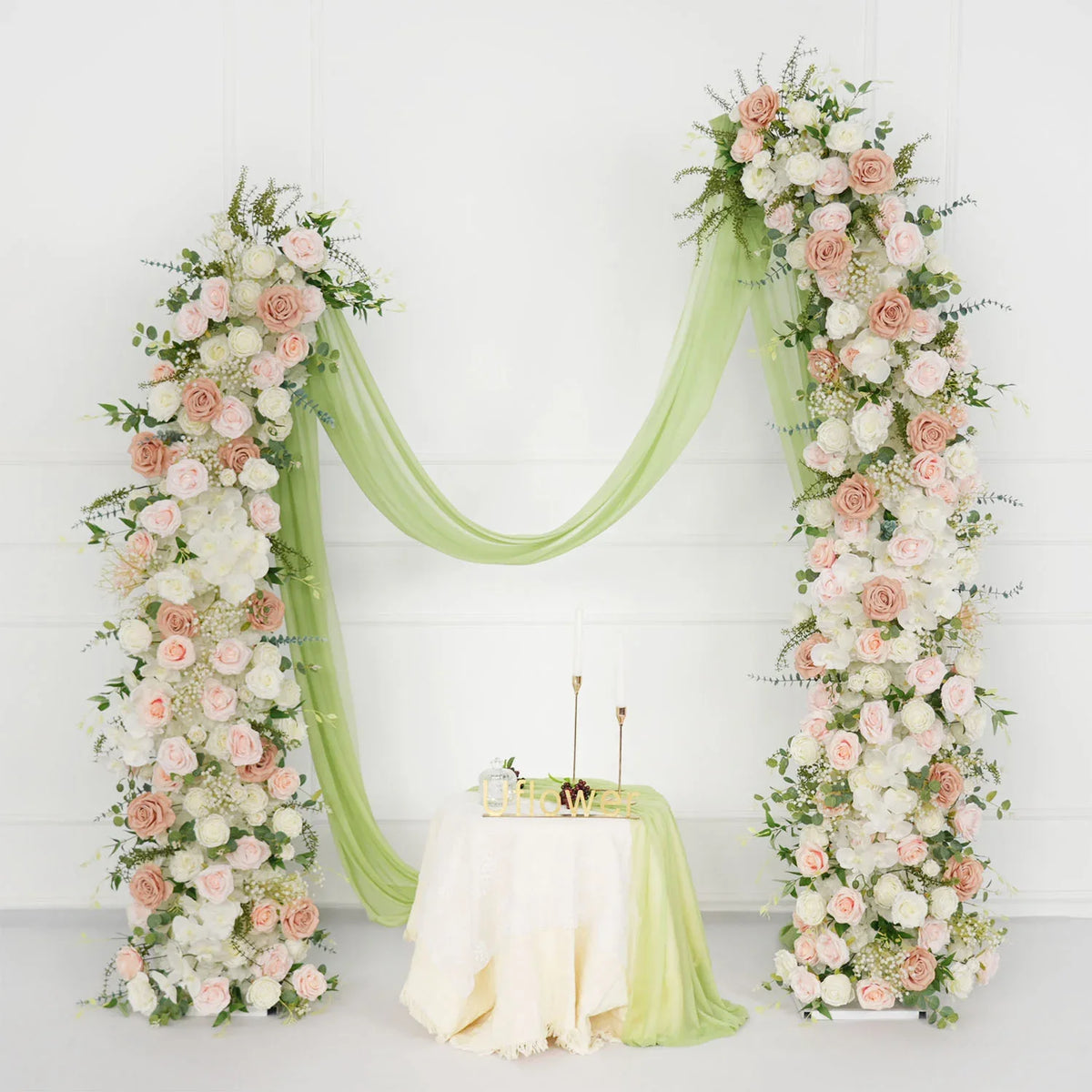Uflower White 5D Horn Arch Flower Wedding Decor SET80060 - Uflower