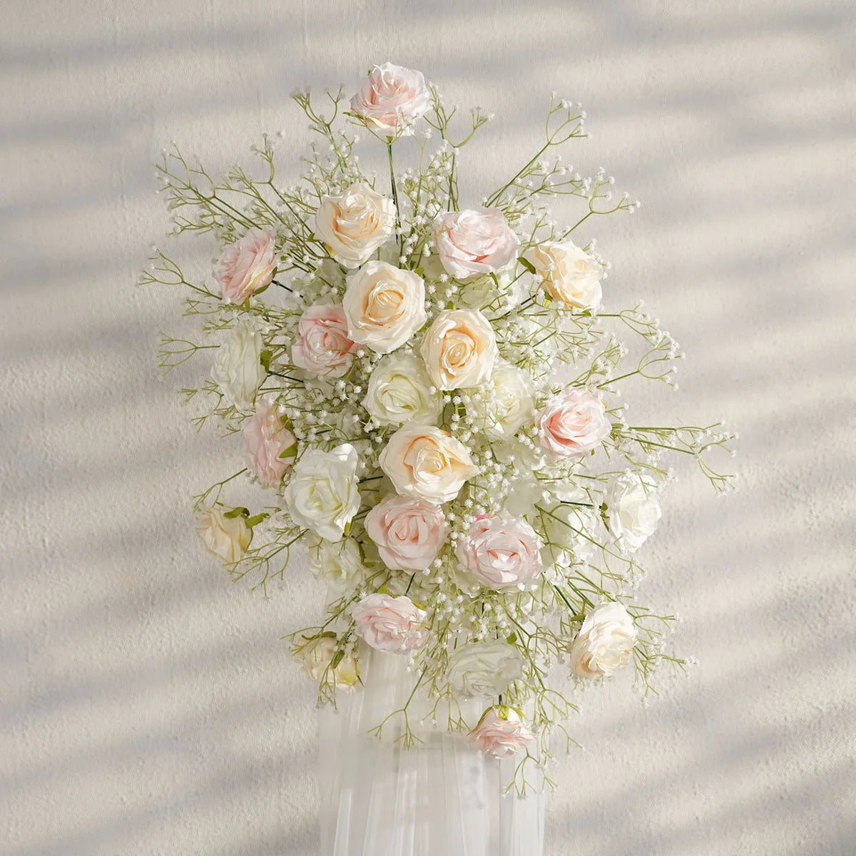 Uflower Champagne White Babysbreath Rose Arrangement Wedding KT Backdrop Decor SET80131 - Uflower