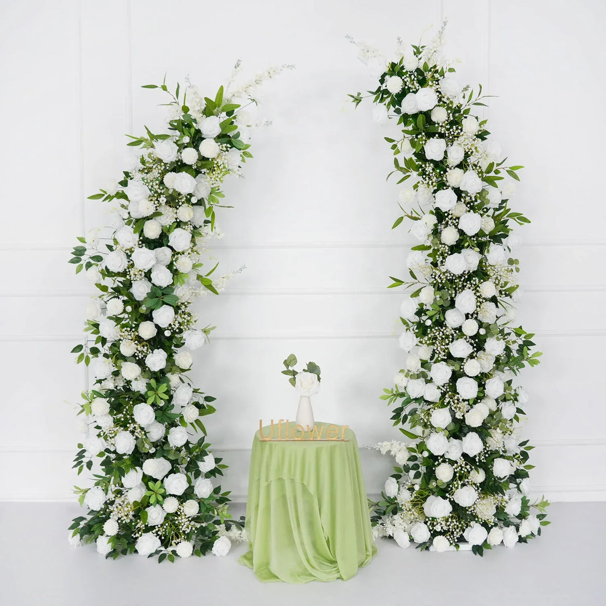 Uflower White Green Rose Floral Arch Wedding Backdrop Decor SET80109 - Uflower