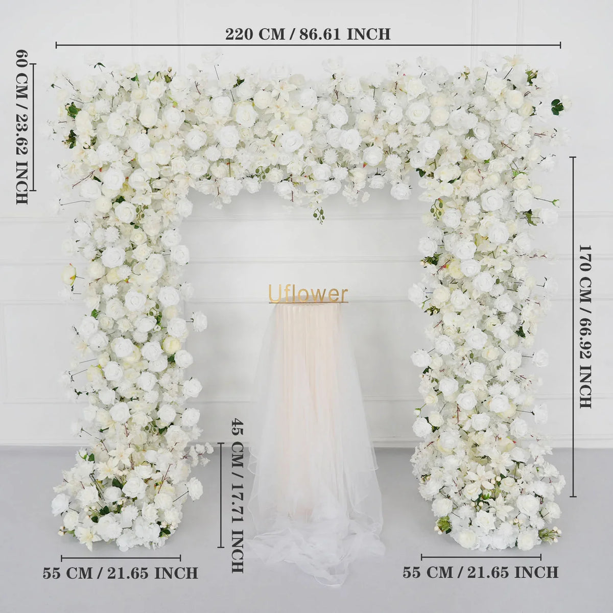 White Rose Flower Row Wedding Background Frame Arch SET80079 - Uflower