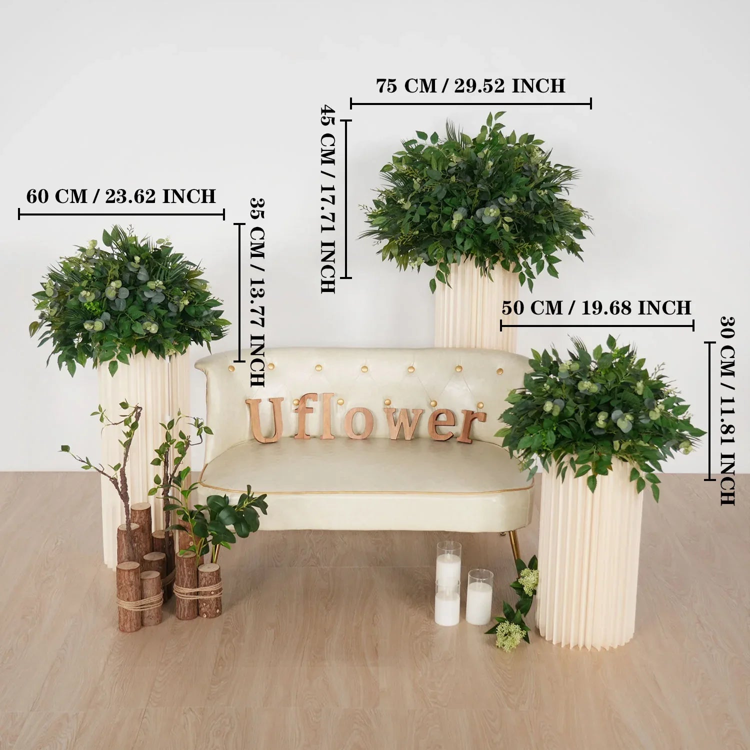 Uflower Green Leaf Table Centerpiece Floral Ball Wedding Table Decoration MB80066 - Uflower