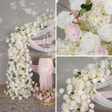 Uflower Pink White Rose Floral Horn Arch Wedding Party Backdrop Decor SET80143 - Uflower