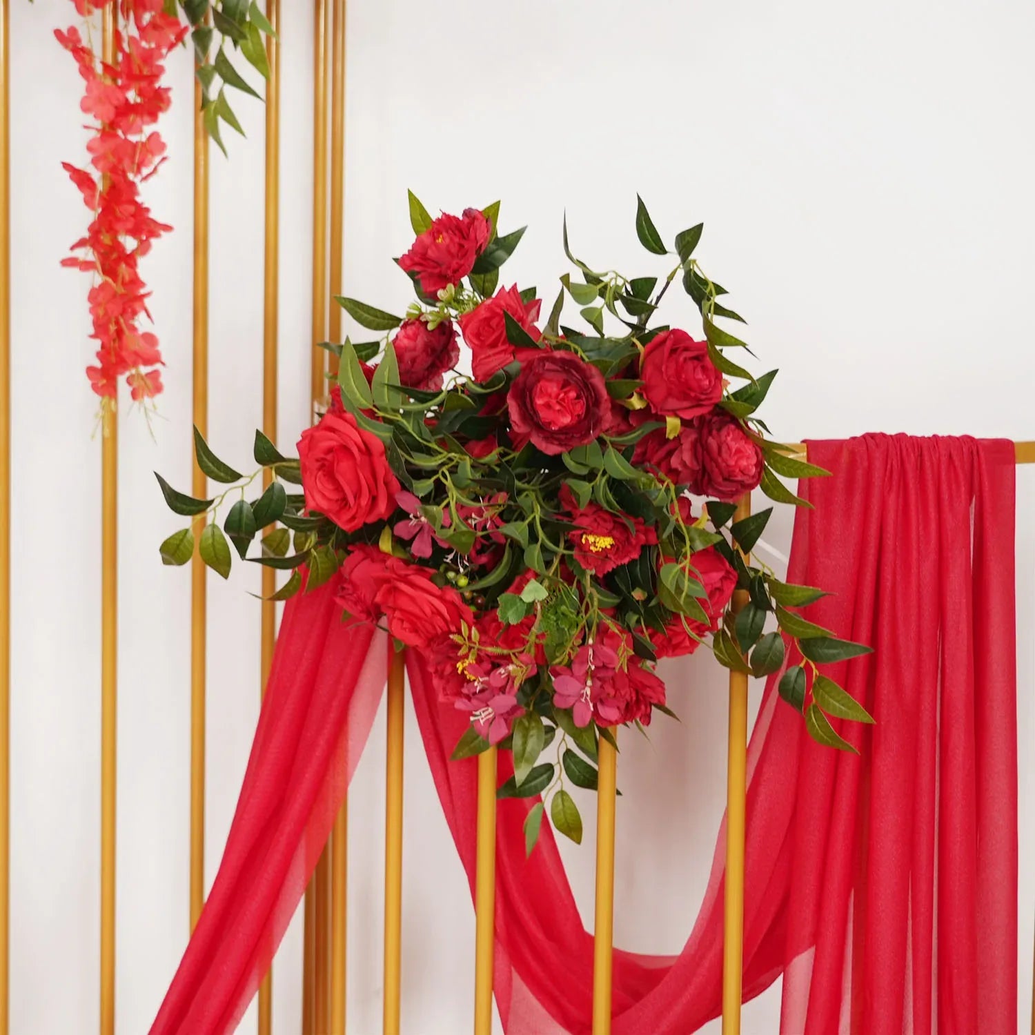 Uflower Artificial Red Wedding KT Backdrop Flower Decor SET80059 - Uflower