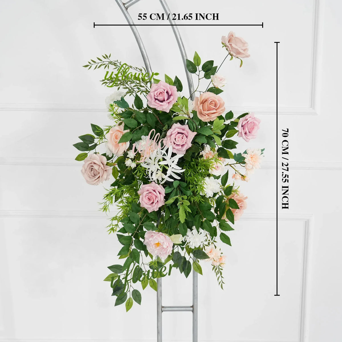 Uflower Pink Rose Green Leaf Hang Flower Floor Floral Wedding Party Event Props SET80148 - Uflower