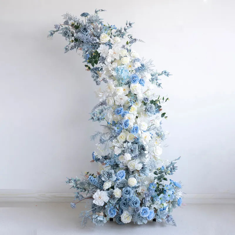 Uflower Blue Floral Arrangement Horn Arch Wedding Backdrop Props SET80135