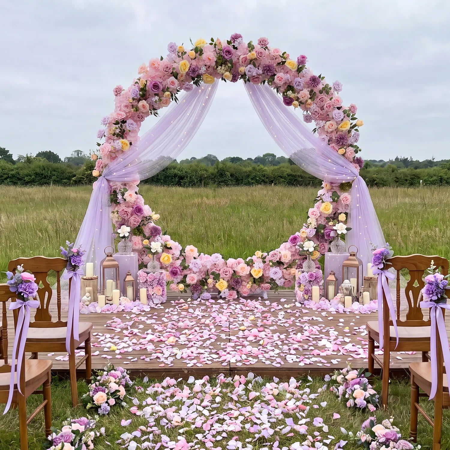 Uflower Artificial Wedding Arch Flowers Set – Round Wedding Arch Decor SET80277-01