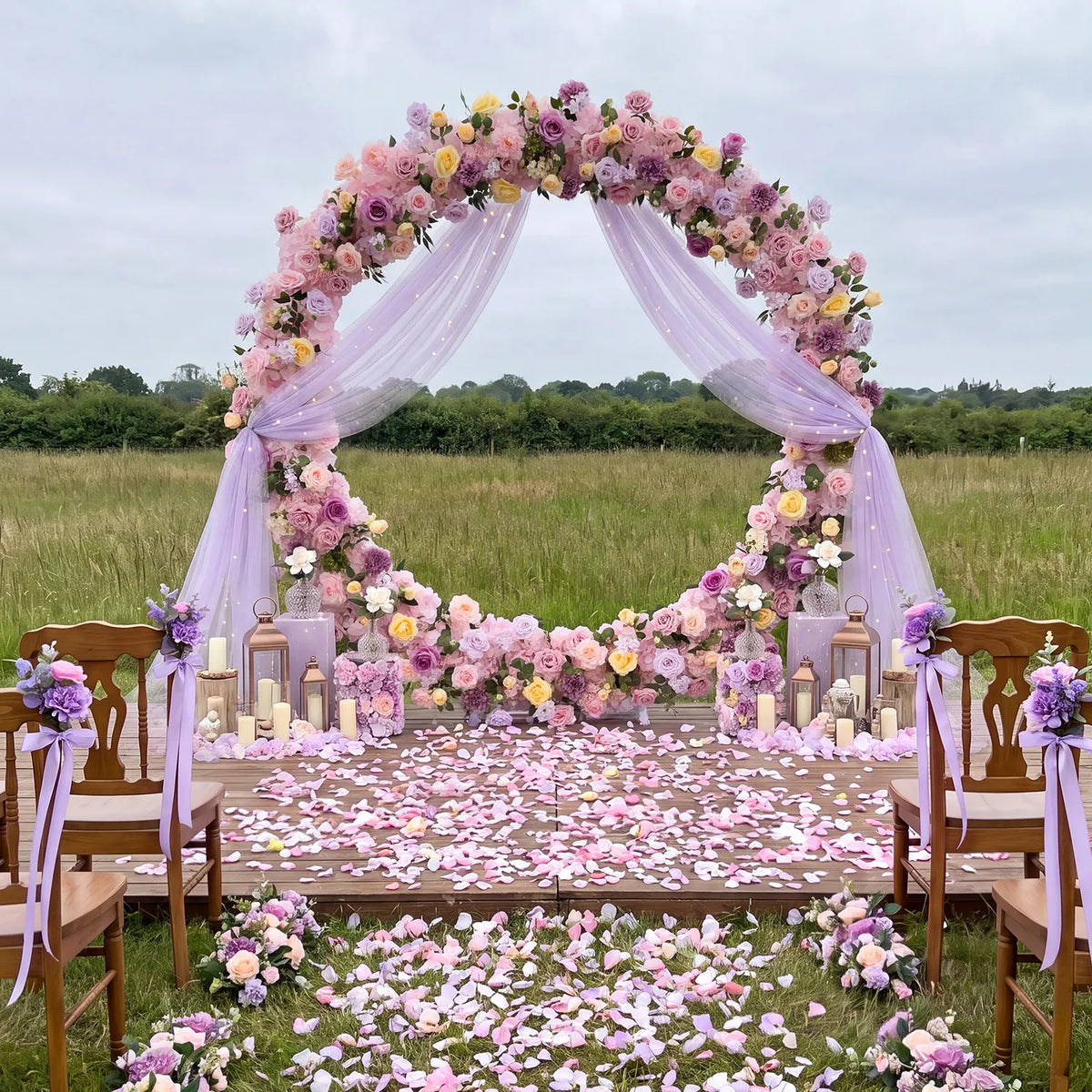 Uflower Artificial Wedding Arch Flowers Set – Round Wedding Arch Decor SET80277-01