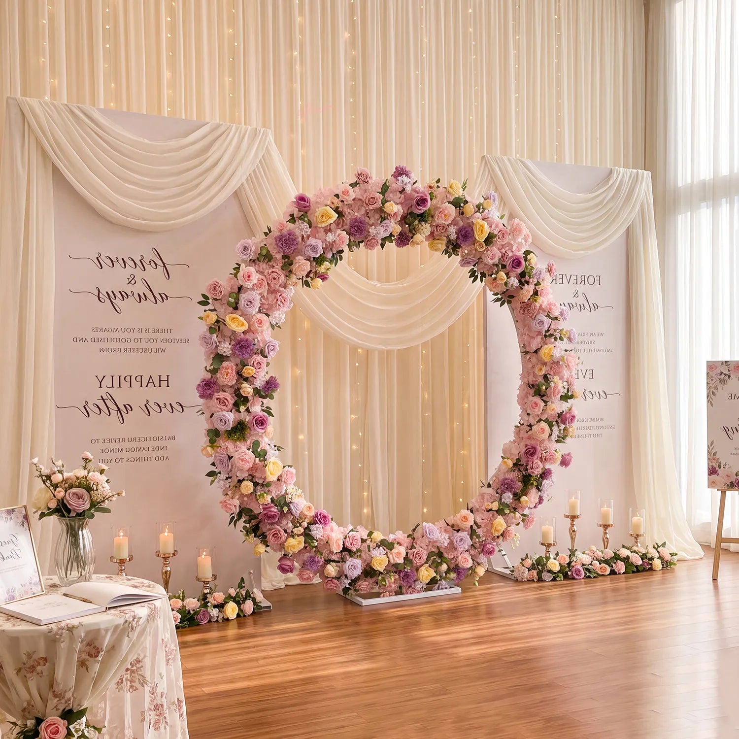 Uflower Artificial Wedding Arch Flowers Set – Round Wedding Arch Decor SET80277-01