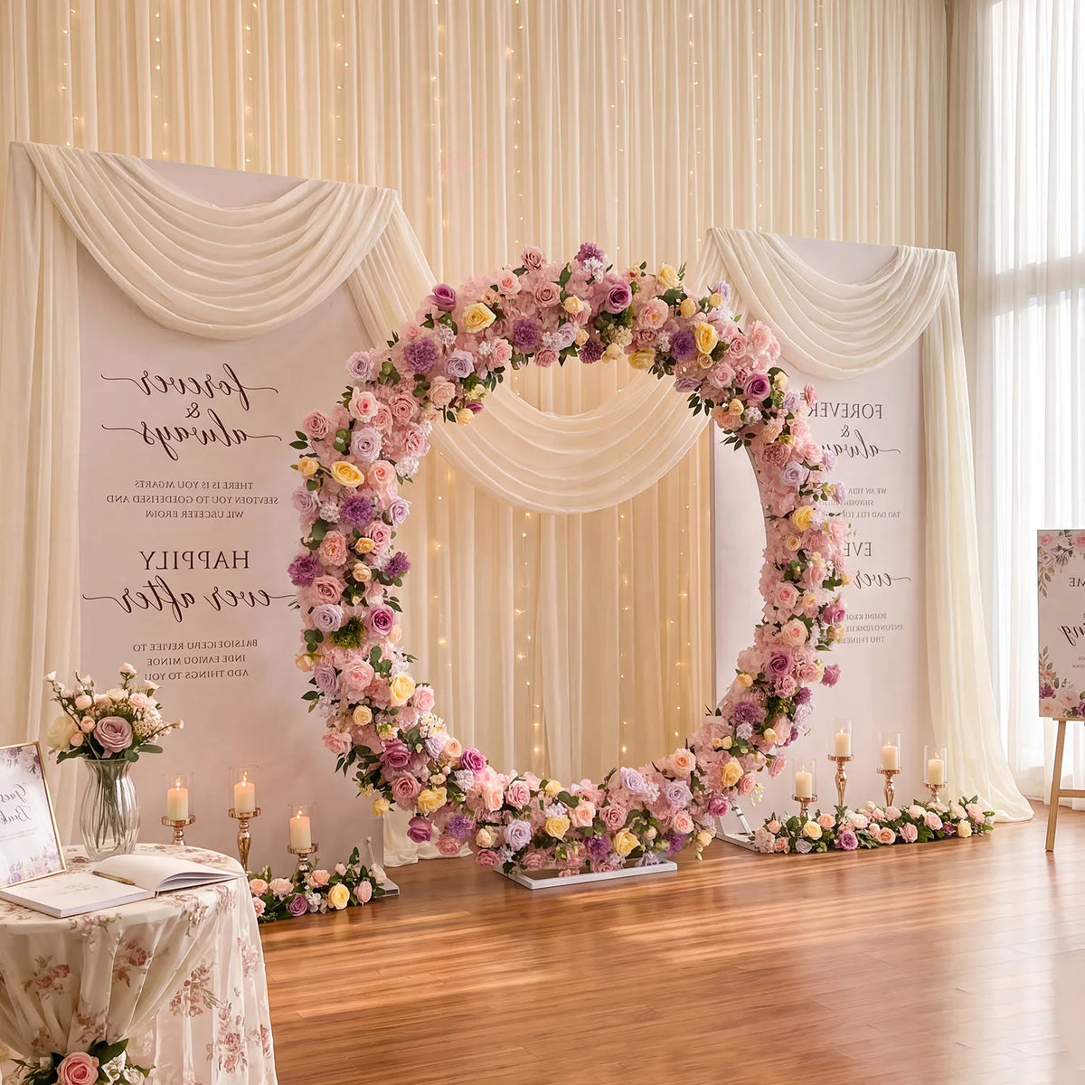 Uflower Artificial Wedding Arch Flowers Set – Round Wedding Arch Decor SET80277-01