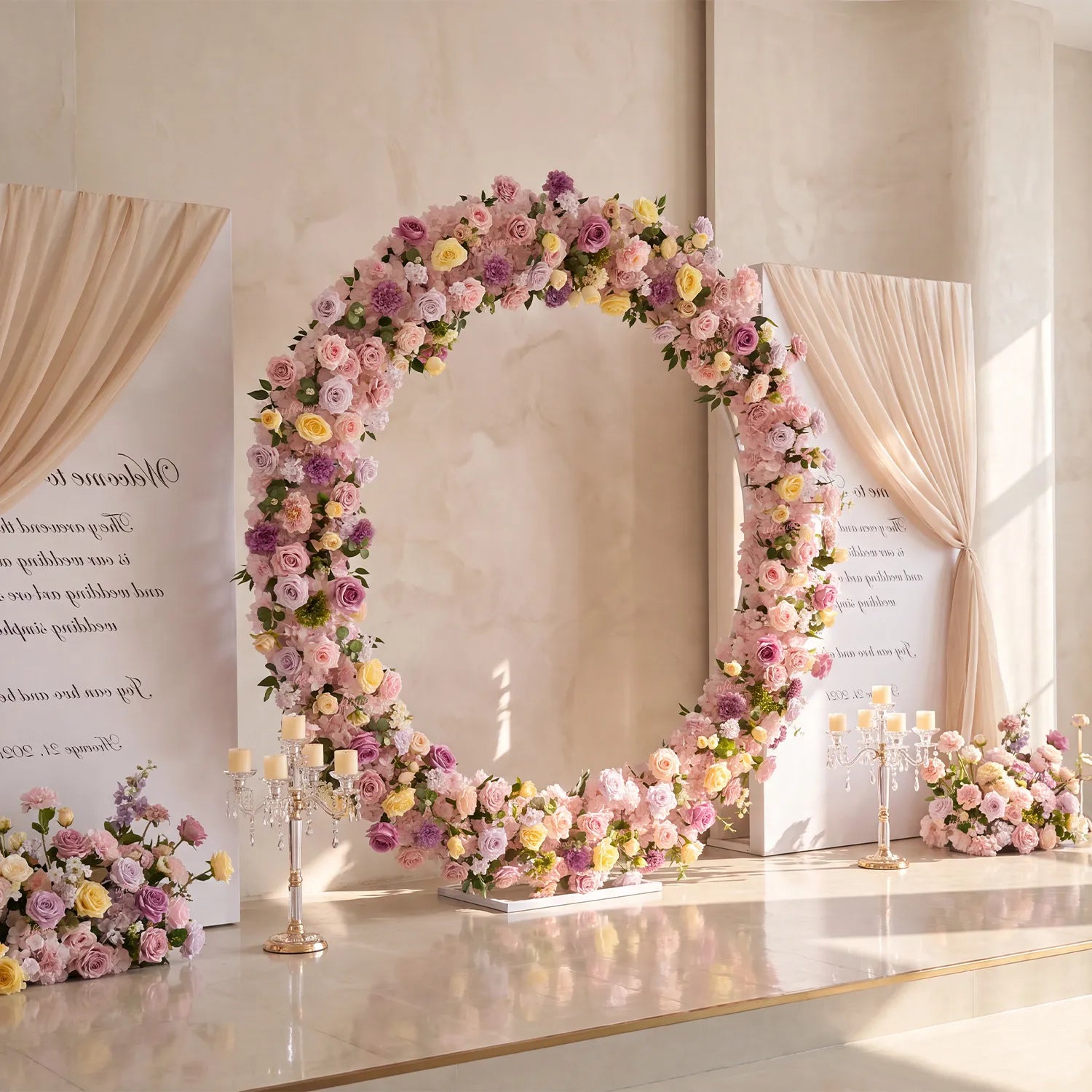 Uflower Artificial Wedding Arch Flowers Set – Round Wedding Arch Decor SET80277-01