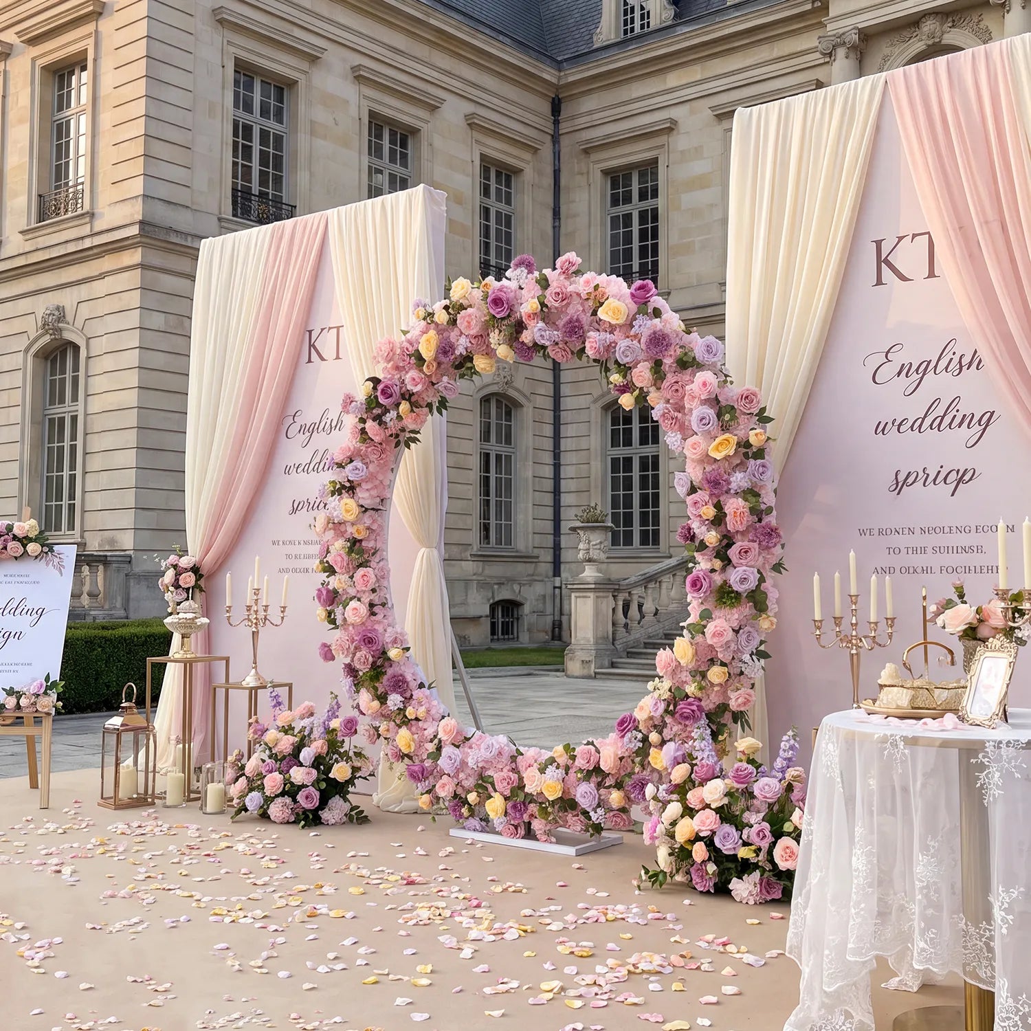 Uflower Artificial Wedding Arch Flowers Set – Round Wedding Arch Decor SET80277-01